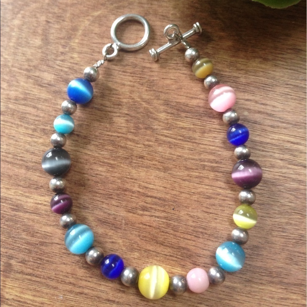 Pastel and Silver Beaded Bracelet